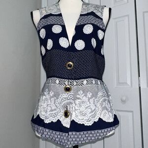 Leni Leni Vintage Blue Printed Vest 80s - 6p